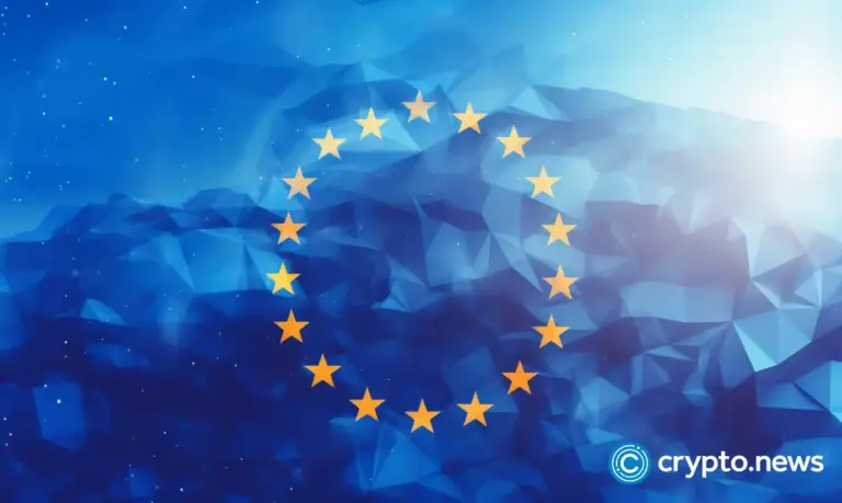 crypto-news-European-Union-Flag-blockchain-world-background-bright-tones-low-poly-style02.webp