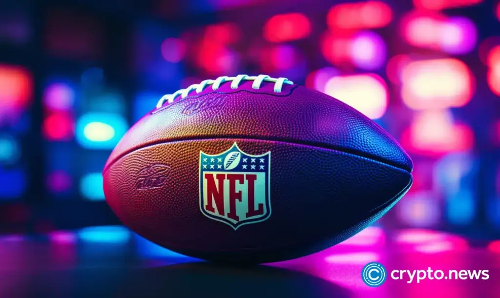 crypto-news-NFL-ball-front-side-view-portrait-bolockchain-background-neon-colors.webp