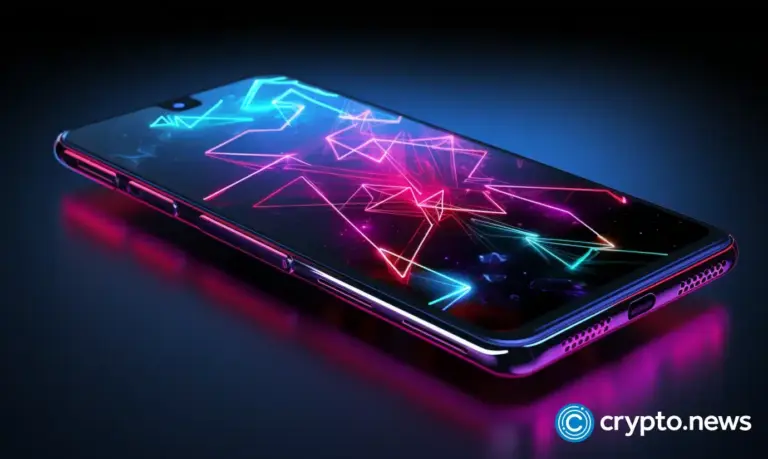 crypto-news-black-smartphone-front-side-view-blockchain-neon-colors01.webp